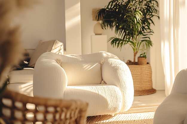 Home Room with Plants and White Furniture