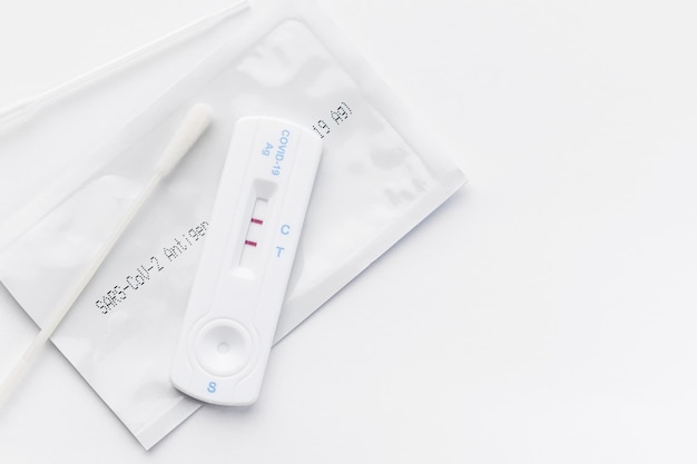 Home testing kit for coronavirus on a white background