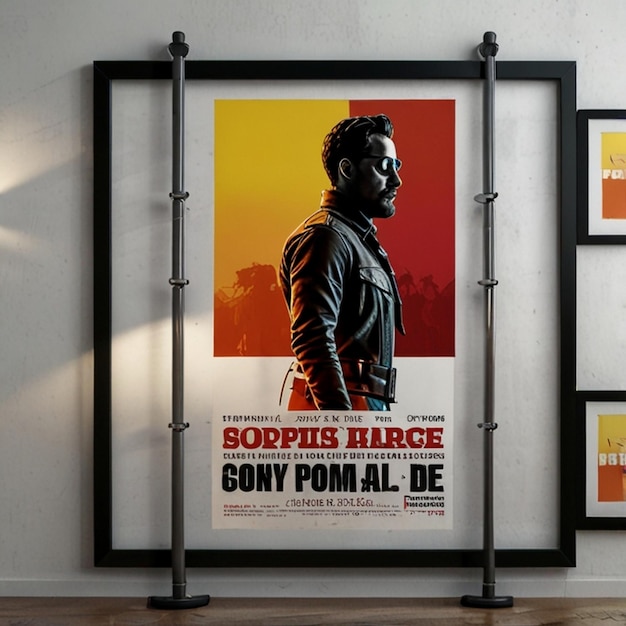 Photo home theater movie poster display mockup with customizable white space