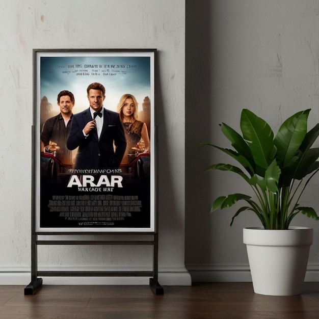 Photo home theater movie poster display mockup with customizable white space