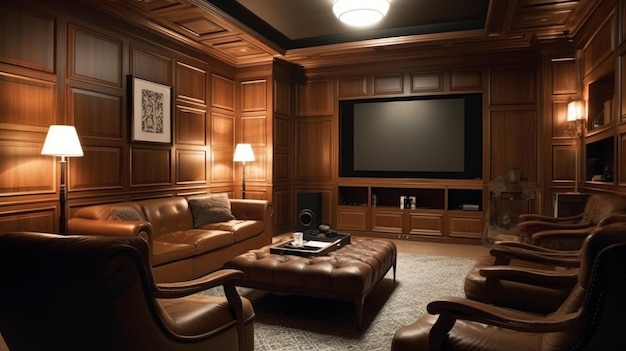 Home theater A room in a house or building designe AI generated