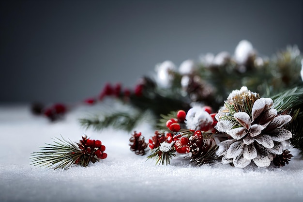 Home winter christmas composition on a blurred background