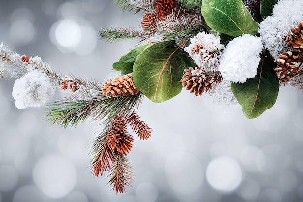 Home winter christmas composition on a blurred background