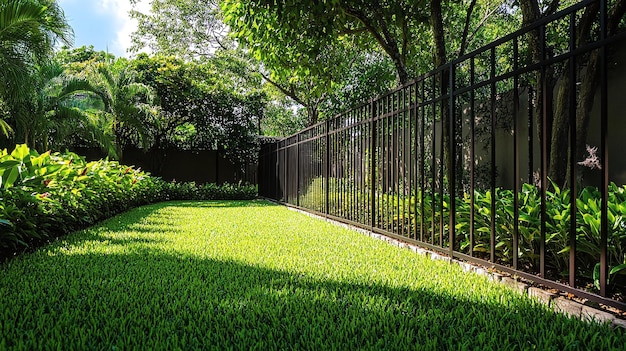 a home with a garden fence and a fence