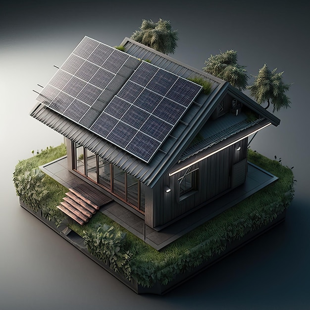 Home with solar panels on the roof ideal for sustainable energies backgrounds generative AI