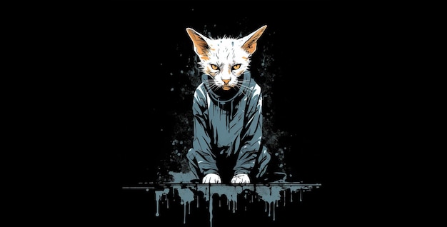 homeless cat for tshirt design wallpaper generative AI