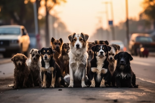 Homeless dogs at the street