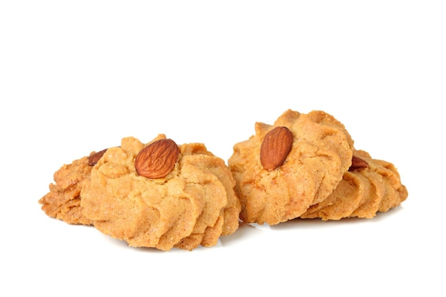 Homemade almond cookies isolated on white background