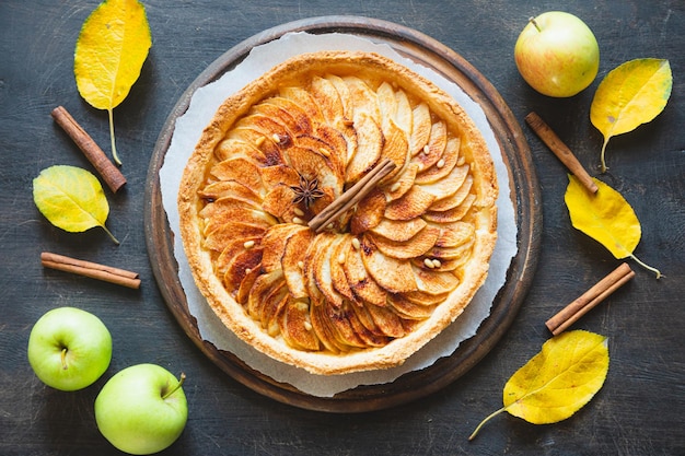 Homemade apple pie fall baking concept