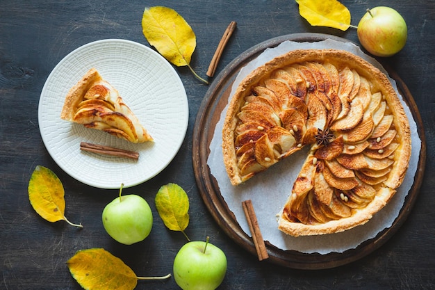 Homemade apple pie fall baking concept