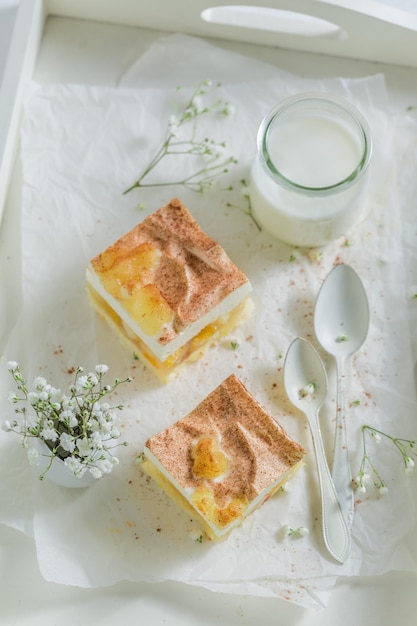 Homemade apple pie with fresh fruits and cinnamon