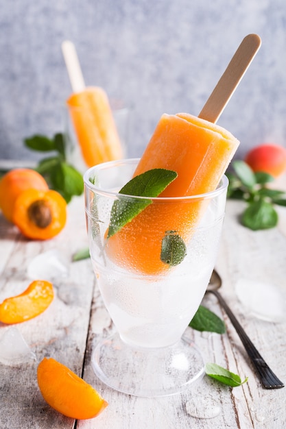 Homemade apricot popsicles