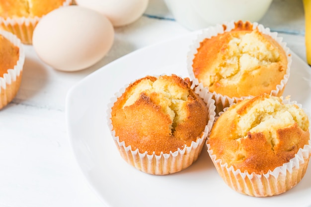 Homemade Banana Nut Muffins Ready to Eat