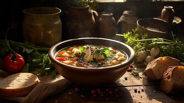 Homemade Bowl soup generated by artificial intelligence