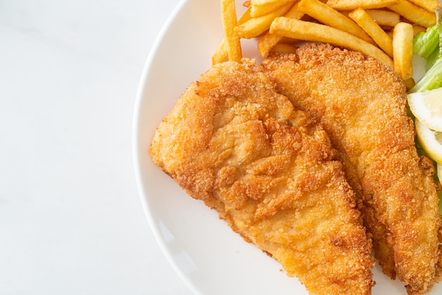 Homemade Breaded Weiner Schnitzel with Potato Chips