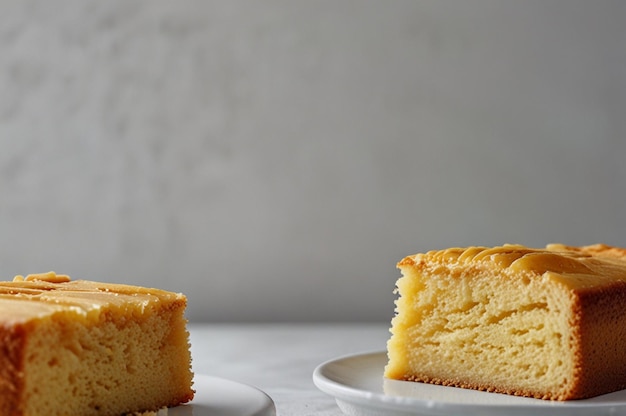 Photo homemade butter cake slice on isolated white background