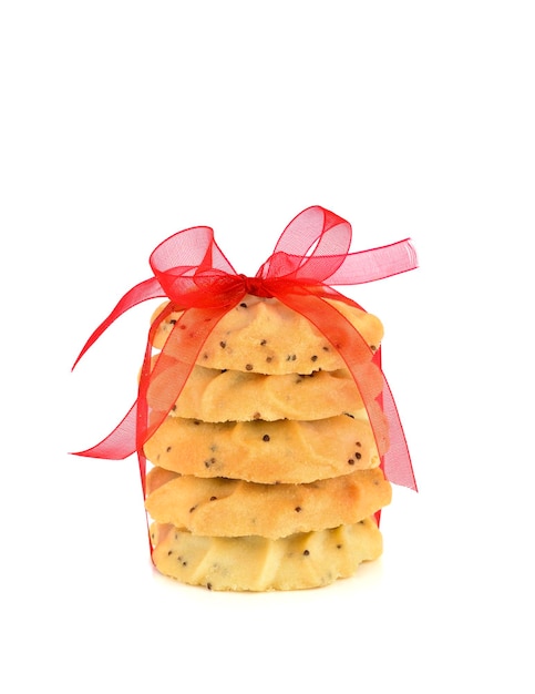 Homemade butter cookies on white background