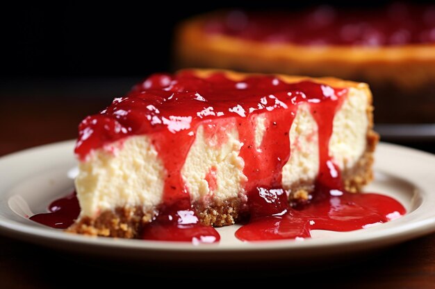 Homemade Cheesecake with Strawberry Sauce Sweet and Tangy Flavor Combination