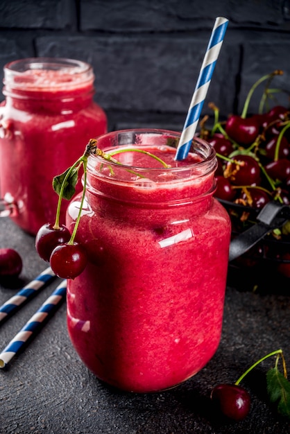 Homemade cherry smoothie