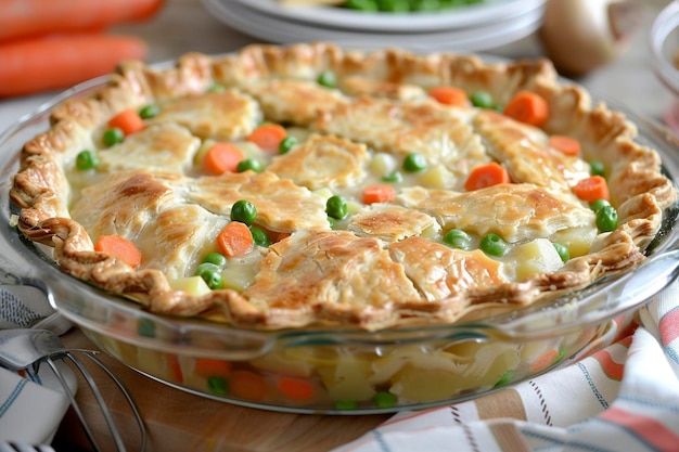 Homemade Chicken Pot Pie With Peas and Carrots