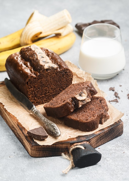 Homemade chocolate banana cake bread