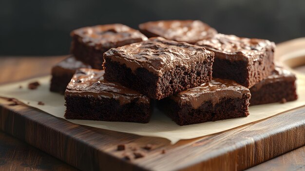 Photo homemade chocolate brownies with ultrarealistic style photography