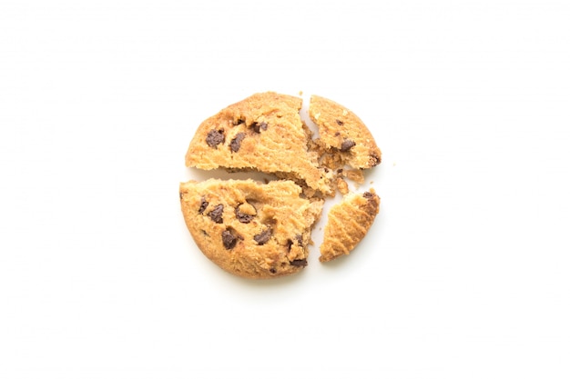 Photo homemade chocolate chip cookies on white background in top view