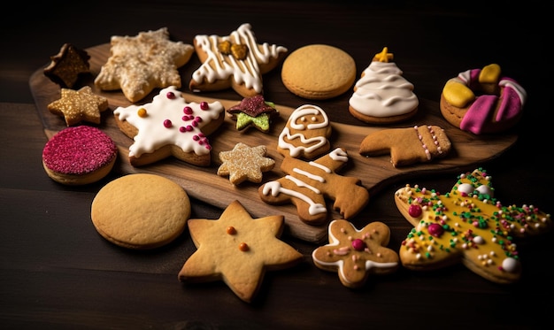 Homemade Christmas cookies with a variety of toppings Creating using generative AI tools