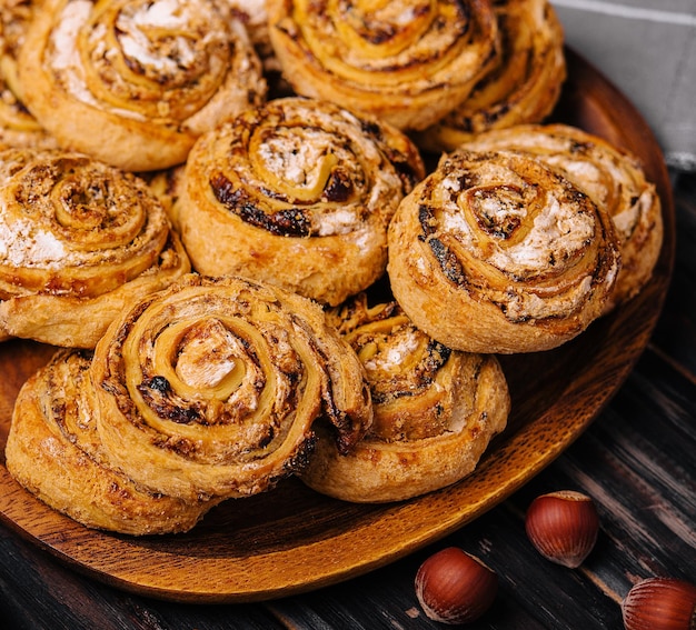 Homemade cinnamon rolls on the table