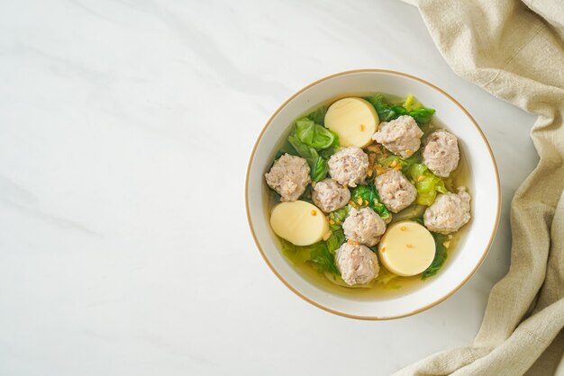 Homemade Clear Soup with Tofu and Minced Pork Bowl