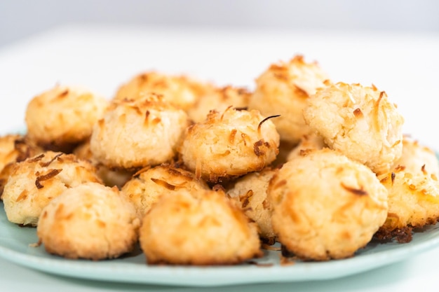 Homemade coconut cookies with coconut flakes