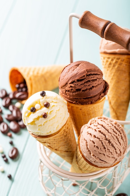 Homemade coffee and chocolate ice cream