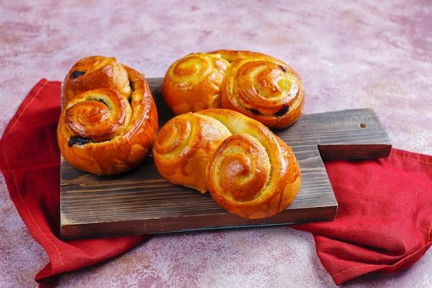 Homemade delicious chocolate buns.