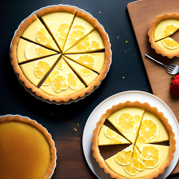 Homemade delicious lemon tart pie generative art by AI