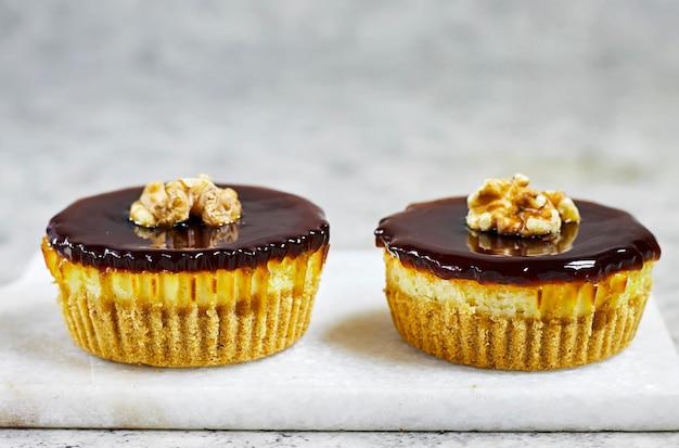 homemade delicious mini walnut caramel cheesecake