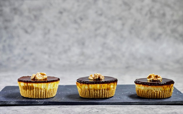 homemade delicious mini walnut caramel cheesecake