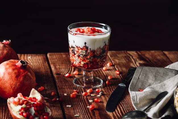 Homemade Dessert with Pomegranate.