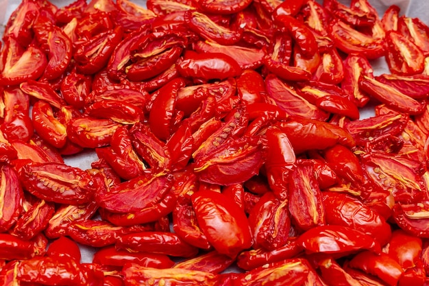 Homemade dried red tomatoes cooking process