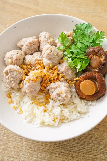 Homemade Dried Rice Porridge with Boiled Pork Bowl