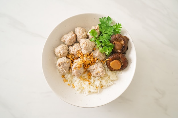 Homemade Dried Rice Porridge with Boiled Pork Bowl