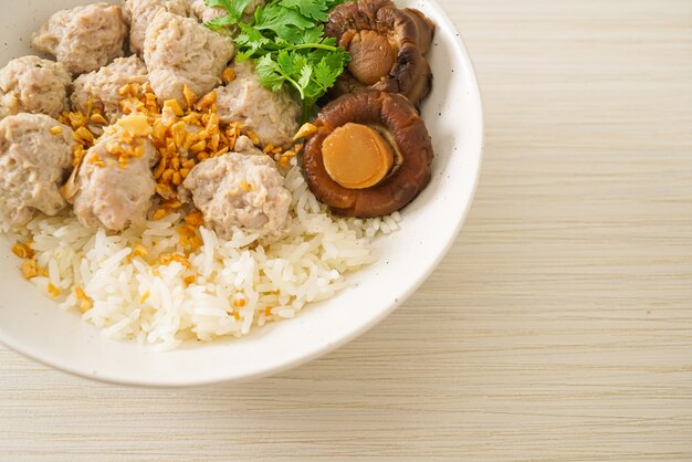 Homemade Dried Rice Porridge with Boiled Pork Bowl