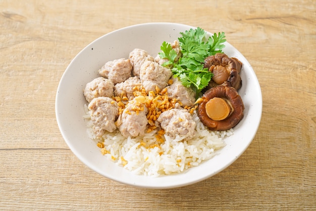 Homemade Dried Rice Porridge with Boiled Pork Bowl