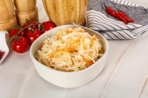 Homemade fermented cabbage with carrot Sauerkraut