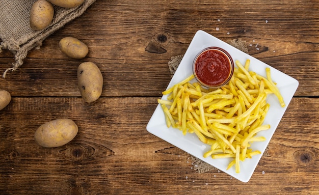 Homemade French Fries closeup shot selective focus