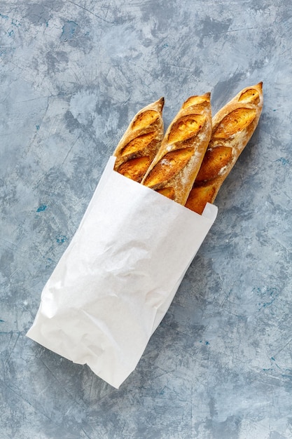 Homemade freshly baked baguettes