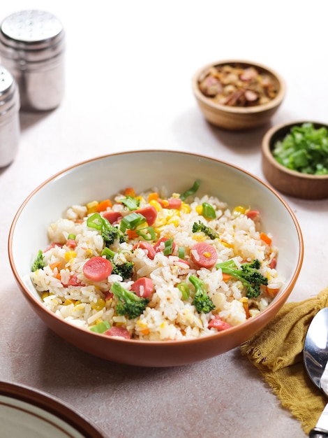 Homemade fried rice with mix vegetables