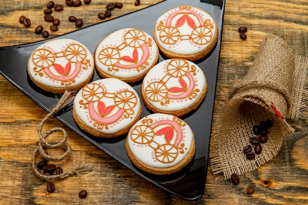 Homemade gingerbread cookies covered with icing