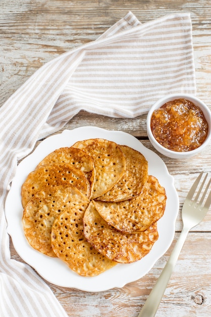 Homemade gluten free pancakes breakfast for the Maslenitsa holiday