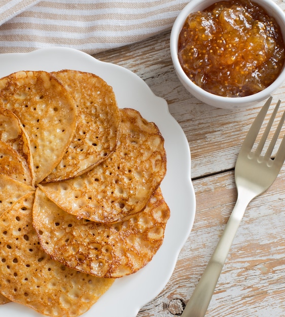 Homemade gluten free pancakes breakfast for the Maslenitsa holiday