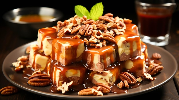 Homemade gourmet dessert chocolate caramel fudge